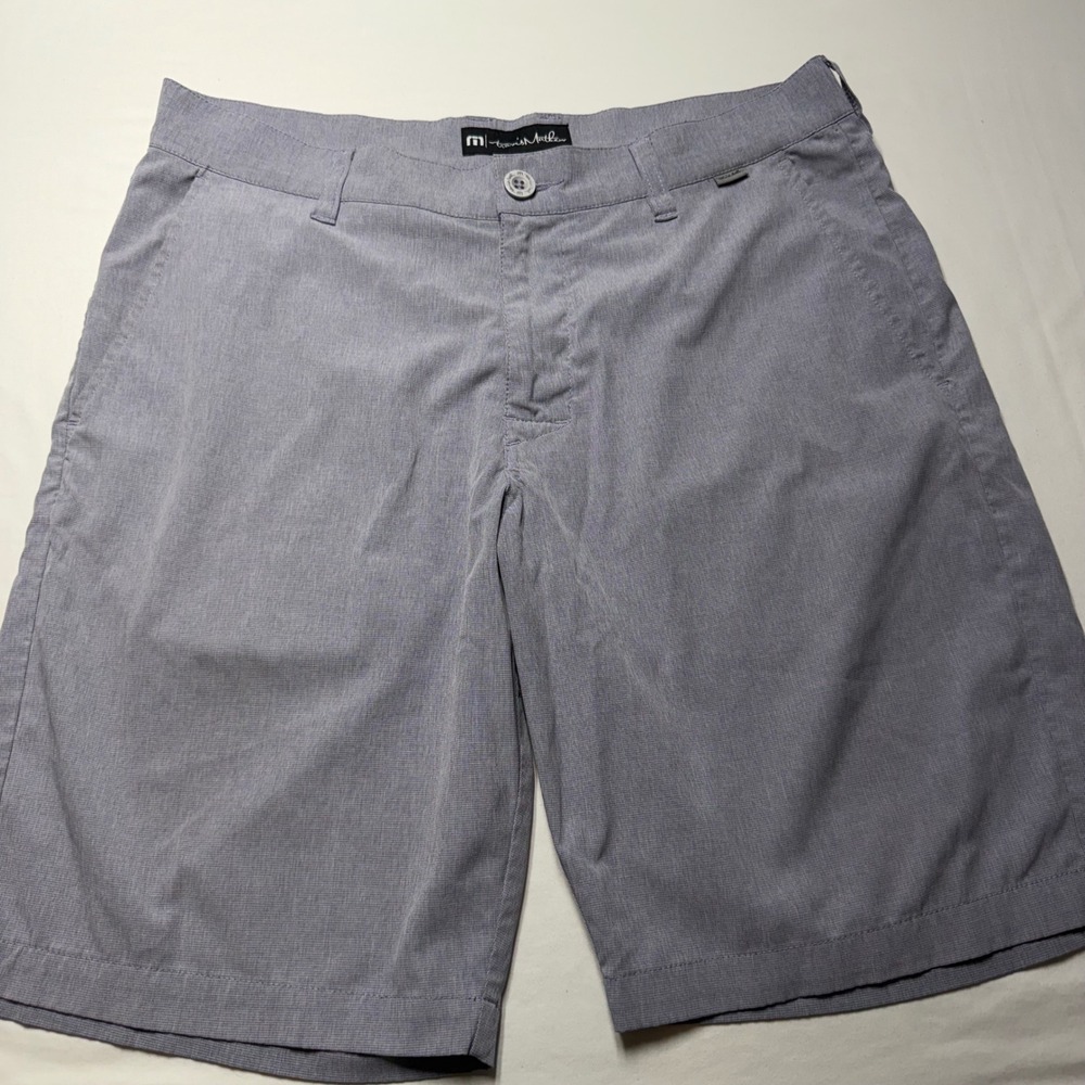 Travis Mathew Mens Grey Heathered Golf Performance Shorts Size 32 Stretch Casual